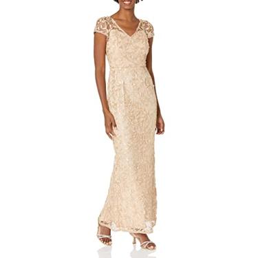 Imagem de Adrianna Papell Vestido feminino bordado metálico, Dourado, 36
