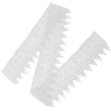 Imagem de Pssopp Fita de acabamento de borda de renda de 5 jardas fita de acabamento de fio de poliéster fita de decoração de roupas artesanato DIY acessórios de costura (branco)