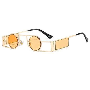 Imagem de Óculos de sol redondos masculinos punk feminino vintage óculos de sol redondos femininos exclusivos de metal Steampunk óculos UV400, C5Gold, amarelo, como a imagem