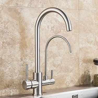 Imagem de Torneira Purificada Kithcen Ouro/Preto/Cromo Puxe para Fora Filtro de Água Torneira 2/3 Via Torneira Misturador Quente Frio Pia Guindaste Cozinha Bebida, Níquel C, China