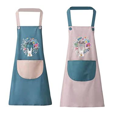 Imagem de WDhomLT Avental de cozinha 2 pçs avental de cozinha feminino avental de cozinha para cozinhar cozimento aventais de cozinha à prova d'água água óleo mancha
