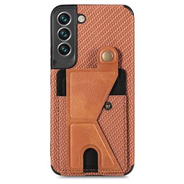 Imagem de Estojo de moldura para Samsung Galaxy S22 S21 S20 FE S10 Plus Note 20 Ultra A73 A53 A72 A52 Capa de suporte de cartão magnético, marrom escuro, para Galaxy A72 4G 5G