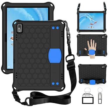 Imagem de For Lenovo Tab E10 TB-X104F Honeycomb Design EVA + PC Material Four Corner Anti Falling Flat Protective Shell with Strap(Black+Black)