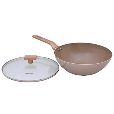 Imagem de Mimo Style Wok Linha Sartin 1,2 L, Alumínio Com Fundo Triplo e Revestimento cerâmico. Possui Cabo Com Revestimento Soft-Touch. Funciona em Fogão a Gás e Elétrico (Champanhe)