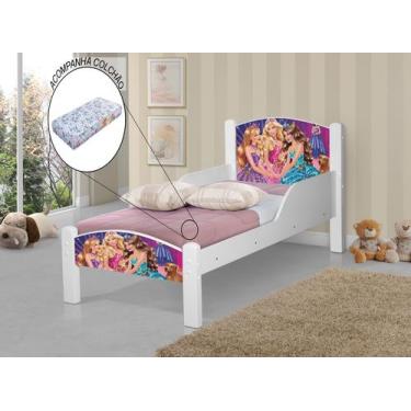 Mini cama Juvenil Infantil Gatinho Branca/Rosa Com Colchão