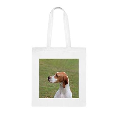 Imagem de Bolsa para cachorro com ponteiro inglês, presente para cachorro ponteiro inglês, aniversário de cachorro ponteiro inglês bolsa de ombro para cachorro com ponteiro inglês, bolsa reutilizável para cães com ponteiro inglês, Branco
