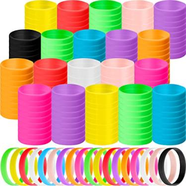 Imagem de 200 peças de pulseiras de silicone em branco, pulseiras de borracha colorida, pulseira de silicone de cor sólida, pulseiras esportivas em branco, pulseiras elásticas de silicone simples para adultos, eventos adolescentes, lembrancinhas de festa esportiva