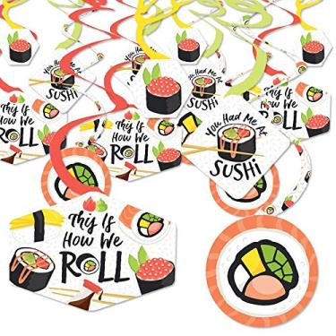 Imagem de Big Dot of Happiness Let's Roll – Sushi – Decoração para pendurar em festa japonesa – Redemoinhos para decoração de festa – Conjunto com 40