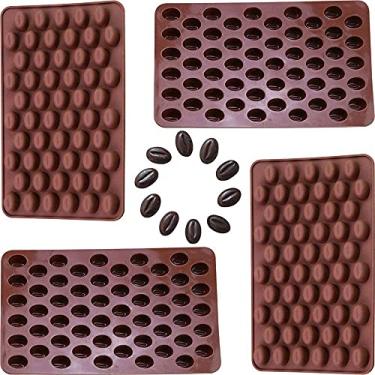 Imagem de QTMY Pacote com 4 55 mini grãos de café molde de chocolate doce cubo de gelo geleia DIY decoração de bolo molde de silicone de qualidade alimentar moldes de cozimento