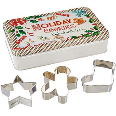 Imagem de Lenox Lata retangular Home for The Holidays com 3 cortadores de biscoito, multicolorido