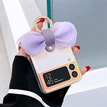 Imagem de Luxo Bow Glitter Ring Pérola Pulseira Estojo Corrente para Samsung Galaxy Z Flip 3 5G Z Flip3 Zflip3 Flip 4 Capa à Prova de Choque, A, Para Z Flip 4