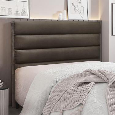 Imagem de Cabeceira Para Cama Box King La Italiana 195Cm Veludo Marrom
