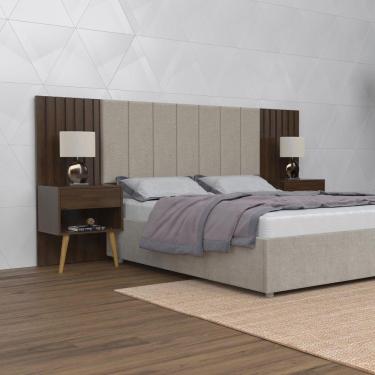 Imagem de Cabeceira Para Casal Flex Zara Capitone Jacarandá Madeirado