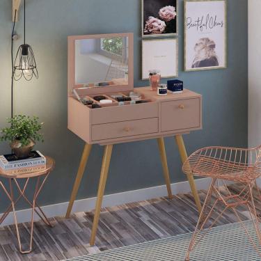 Imagem de Penteadeira Retrô com Espelho Cristal Olivar Rose