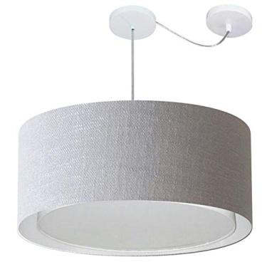 Imagem de Lustre Pendente Cilíndrico com Desvio de Centro Cúpula Tecido 30/60x50 cm, Vivare Iluminação, Pendente4318 CZ, Cinza, Grande