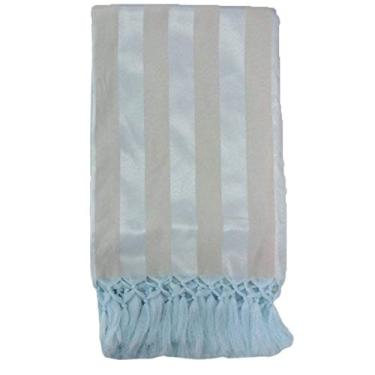 Imagem de Manta de Sofá Jacquard Azul Claro com Bege 190x140