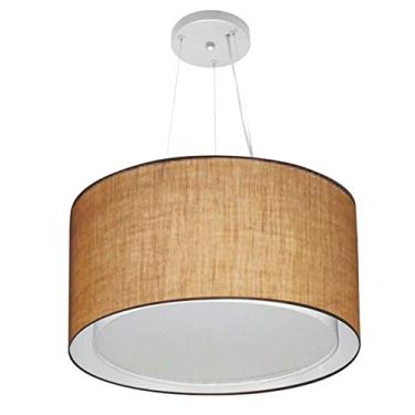 Imagem de Lustre Pendente Cilíndrico Duplo Cúpula Tecido 30/45x40 cm, Vivare Iluminação, Pendente4299 LP, Palha, Médio