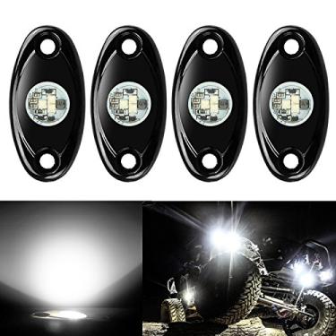 Imagem de 4 Pods LED Rock Lights, Ampper Waterproof LED Neon Underglow Light for Car Truck ATV UTV SUV Offroad Boat Underbody Glow Trail Rig Lamp (White)