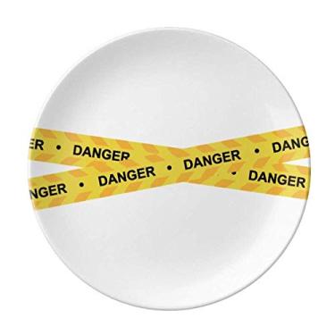 Imagem de Logo Danger Line Placa Sem Entrada Decorativa Porcelana Salver Prato de Jantar