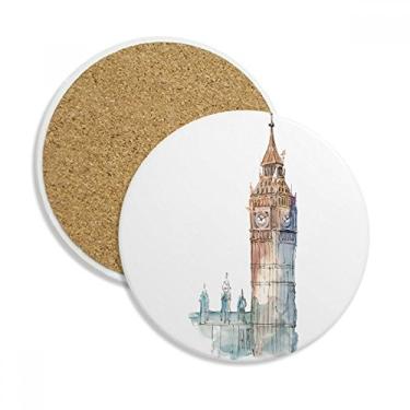 Imagem de Caneca Big Ben na Grã-Bretanha, porta-copos com proteção de mesa, pedra absorvente