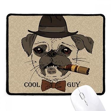 Imagem de Mousepad estilo britânico suave fumê para cães e cigarro borda costurada tapete de borracha para jogos