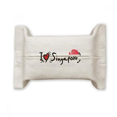 Imagem de I Love Singapore Word Flag Love Heart Illustration Suporte de capa de papel de tecido de algodão saco de linho