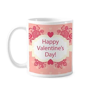 Imagem de Caneca rosa e branca para o Dia dos Namorados Caneca cerâmica café porcelana louça