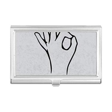 Imagem de Carteira preta OK com estampa de gesto personalizada para cartão de visita, caixa de bolso