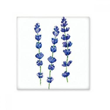 Imagem de Azulejo de cerâmica brilhante de flor de lavanda azul decalque de pedra adornada de tijolos vitrificados