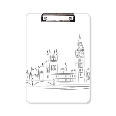 Imagem de Sketch UK Landmark Flag Mark Ilustration Prancheta Pasta Bloco de Escrita Placa de Suporte A4
