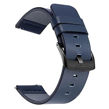 Imagem de Pulseira 22mm Couro compatível com Samsung Galaxy Watch 3 45mm - Galaxy Watch 46mm - Gear S3 Frontier - Amazfit GTR 47mm - Marca LTIMPORTS (Azul Fivela Preta)