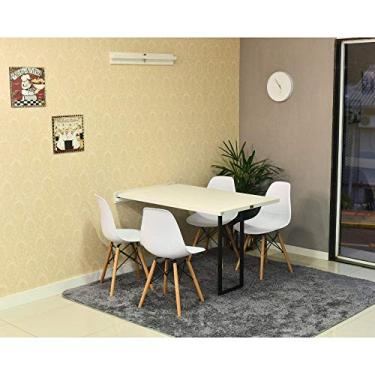 Imagem de Kit Mesa Dobrável Retrátil 120x75 Branca + 4 Cadeiras Charles Eames Branca