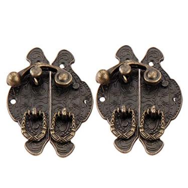Imagem de 2 pcs 59 * 39mm caixa antiga trava clasps hardware decorativo jóias presente caixa de madeira hasp trinco gancho com parafusos liga bronze YYDFPIIA