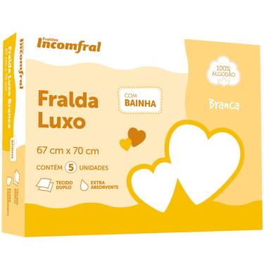 Imagem de Fralda Luxo com Bainha Branca Caixa com 5 unidades Incomfral 