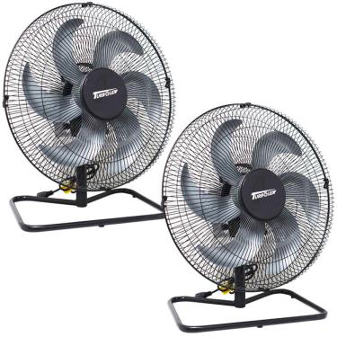 Imagem de Kit 2 Ventiladores Mesa Chão 50cm Bivolt 110V 220V 200W Turbo Turbão 6 Pás GF Vitalex Preto