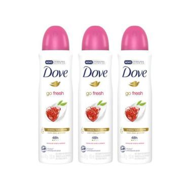 Imagem de Kit Com 3 Desodorantes Antitranspirantes Aerosol Dove Go Fresh Romã E
