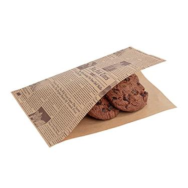 Imagem de Restaurantware Bag Tek 15,88 cm x 12,12 cm Sacos duplos, 100 folhas de papel pequenas – descartáveis, à prova de gordura, forros de papel de jornal para lanches, biscoitos e muito mais,