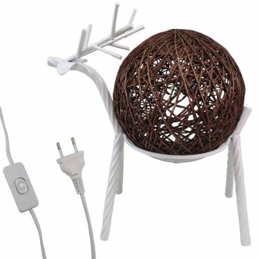 Imagem de Luminaria Abajur Cervo Enfeite Decoraçao Mesa Rena Natal Quarto Estante Sala Prateleira Decorativo Rustico Recepçao Hotel Pousada Restaurante