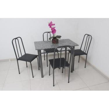 Imagem de Mesa De Jantar Cozinha Aço Com 4 Cadeiras Tampo Granito M-Ri 1.00M Pop