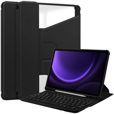 Imagem de Capa para tablet Capa para tablet inteligente compatível com Samsung Galaxy Tab S9 FE capa SM-X510/SM-X516 capa de 11 polegadas com capa de teclado suporte de visualização multiângulo (Size : Black)