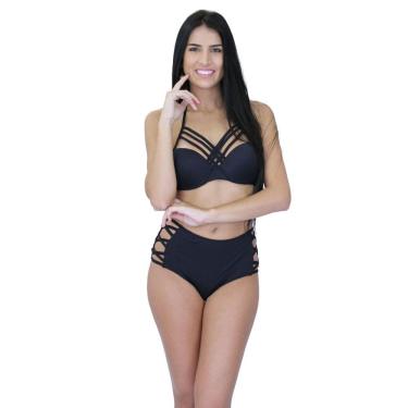 Imagem de Biquíni Shortinho Retrô Com Tiras Cruzadas Hot Pants Areia Mar