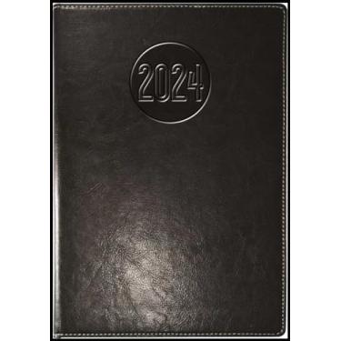 Imagem de Agenda 2024, Capa Dura, Executiva, Semanal, Brochura, Preta, 82 Folhas, Kit