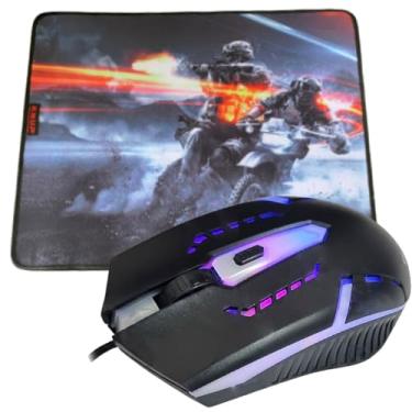 Imagem de Kit Mouse Gamer Com Led 3600Dpi + MousePad Gamer Tecido e Borracha Call Of Duty