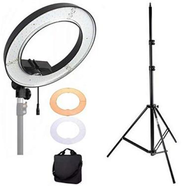 Imagem de Iluminador Ring Light 18" circular 240 Leds 50W tripé 2 Filtros difusores GT719 - Lorben