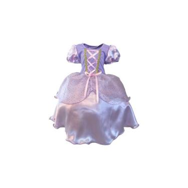 Imagem de Fantasia Infantil Princesa Rapunzel Lilás Luxo Glitter Festa Meninas -