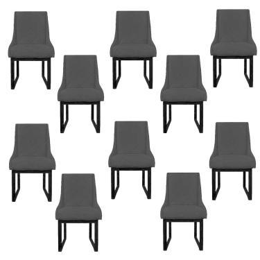 Imagem de Kit 10 Cadeiras Para Sala De Jantar Lizz Base De Ferro Veludo Preto