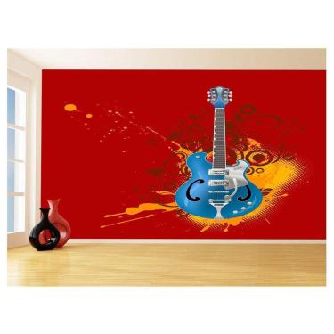 Imagem de Papel De Parede 3D Musica Guitarra Arte Graffiti 3,5M Mus65