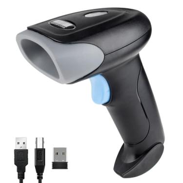 Imagem de JIAN BOLAND Scanner de código de barras sem fio 1D QR Scanner portátil a laser leitor de código de barras 3 em 1 com Bluetooth e sem fio 2.4G e USB com fio, funciona com iPad, telefone Android,
