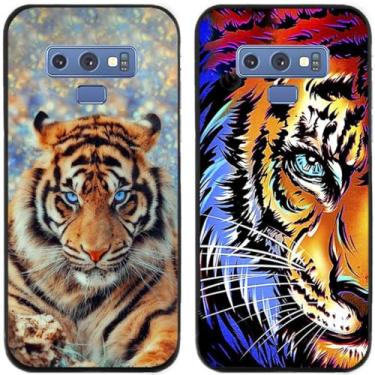 Imagem de 2 peças coruja lobo leão tigre gato pilha golfinhos pug husky cão dinossauro panda capa de telefone traseira gel TPU para Samsung Galaxy Note 9 (tigre)