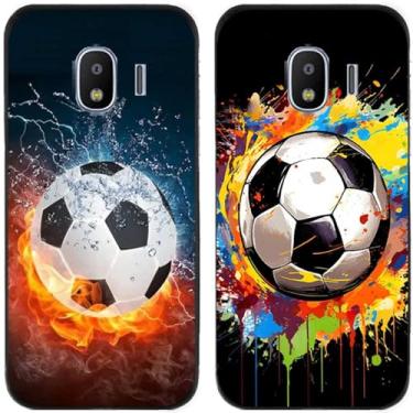 Imagem de 2 peças de capa de telefone traseira de silicone em gel TPU impresso futebol para Samsung Galaxy todas as séries (Galaxy J2 Pro 2018)
